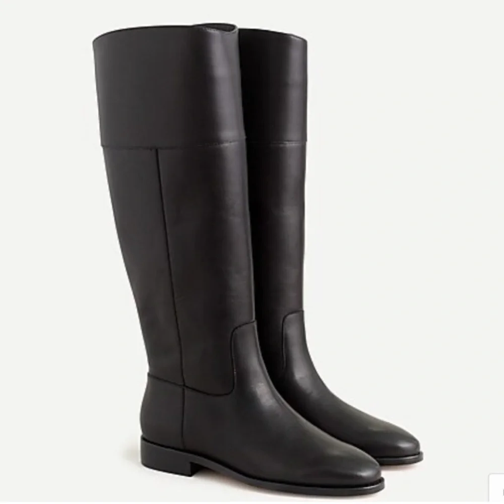 J Crew Tall Troy Leather Riding Black‎ Leather Knee-High Boots Size 5.5